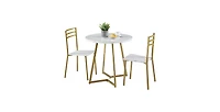 Slickblue Modern 3-Piece Dining Set with Round Wood Table and 2 Chairs for Small Spaces