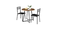 Slickblue Modern 3-Piece Dining Set with Round Wood Table and 2 Chairs for Small Spaces