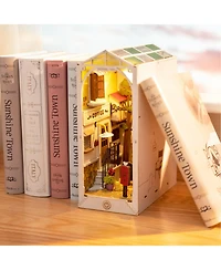 Robotime 3D Jigsaw Puzzle Wooden Model Building Kit Diy Dollhouse Book Nook Bookshelf Insert Decor Alley Miniature Kit, White, 7.28"3.94"9.5