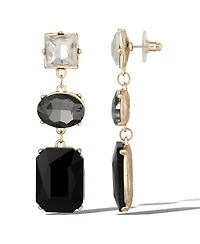 Jessica Simpson Triple Stone Drop Earrings in Black and Clear