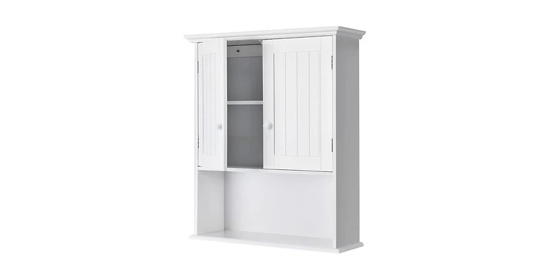 Slickblue Wall-Mounted Bathroom Medicine Cabinet with Open Storage Shelf for Organization