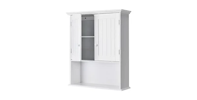 Slickblue Wall-Mounted Bathroom Medicine Cabinet with Open Storage Shelf for Organization