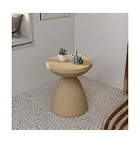 LeisureMod Dune Collection Fiberglass Outdoor Side Table in Beige