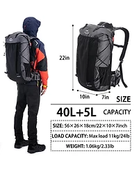 Naturehike 40L+5L Hiking Backpack – Waterproof, Lightweight Mountain Bag with Rain Cover & Shoe Compartment for Camping & Travel