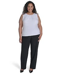 Calvin Klein Plus Sleeveless Pleat-Neck Top