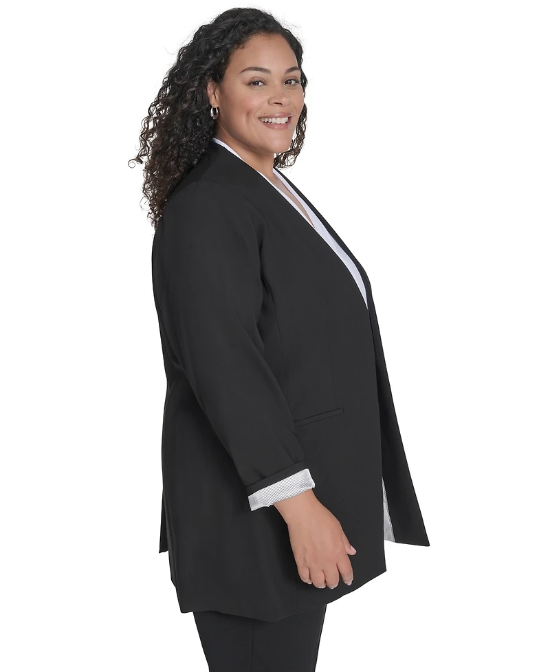 Calvin Klein Plus Collarless Open-Front Topper Jacket