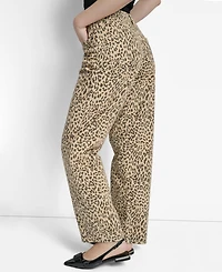 Dkny Jeans Women's Animal Print Mid-Rise Relaxed Straight-Leg Cotton