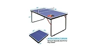 Slickblue Folding Ping Pong Table Set with Net, 2 Paddles, and Balls for Indoor Play
