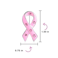 Bling Jewelry Set of 3 Crystal Enamel Pink Ribbon Breast Cancer Survivor Brooch Pin Silver