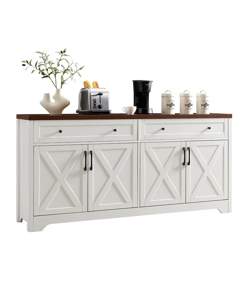 Casainc 61" White Freestanding Base Kitchen Cabinet