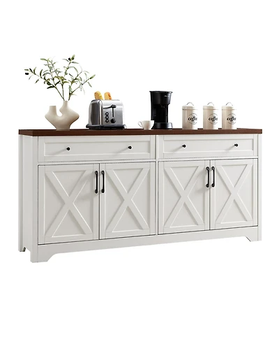 Casainc 61" White Freestanding Base Kitchen Cabinet