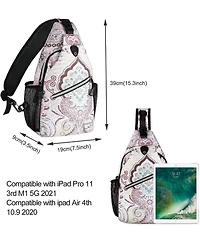 Mosiso National Style Sling Backpack - Pattern Rope Design Crossbody Daypack for Travel & Hiking