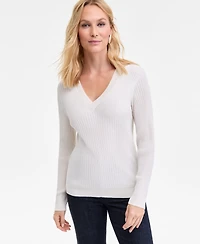 I.n.c. International Concepts Women's Ribbed V-Neck Sweater, Macy's Exclusive
