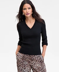 I.n.c. International Concepts Women's Ribbed V-Neck Sweater, Macy's Exclusive