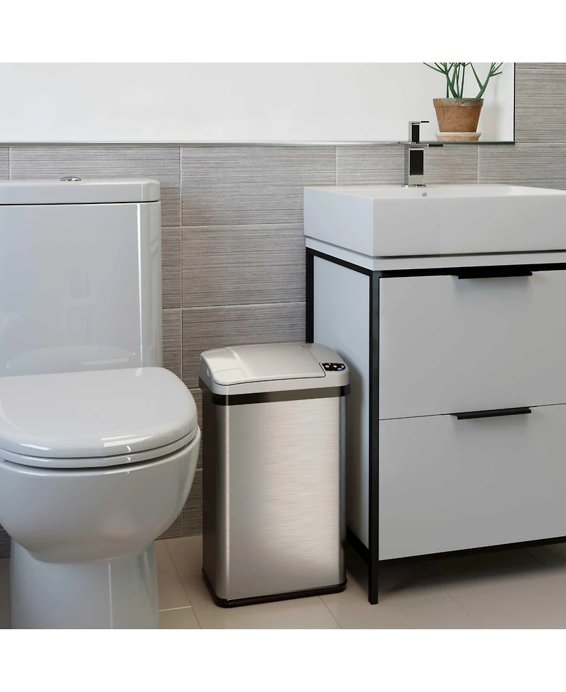 4 Gallon / 16 Liter Stainless Steel Sensor Bathroom Trash Can with Odor Filter