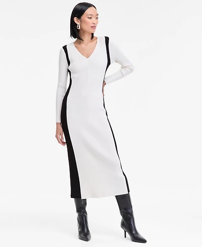I.n.c. International Concepts Women's Contrast Panel Sweater Dress, Macy's Exclusive