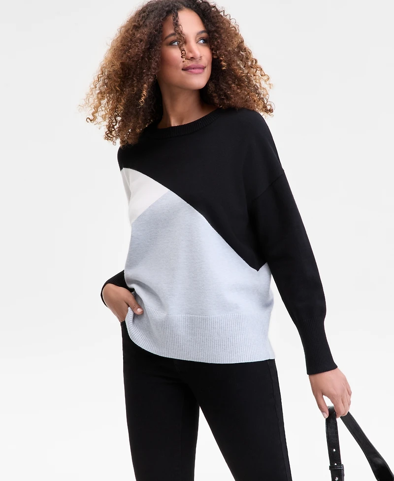 I.n.c. International Concepts Women's Colorblocked Dolman-Sleeve Sweater, Macy's Exclusive