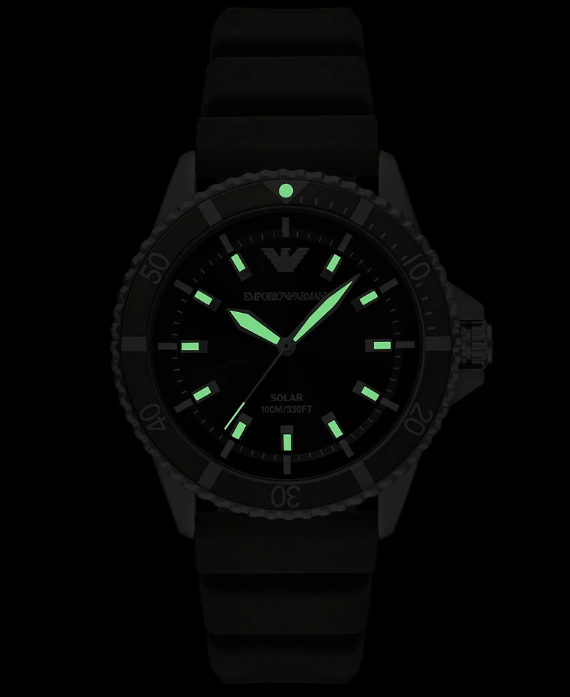 Emporio Armani Men's World Explorer Solar Green Silicone Strap Watch 42mm