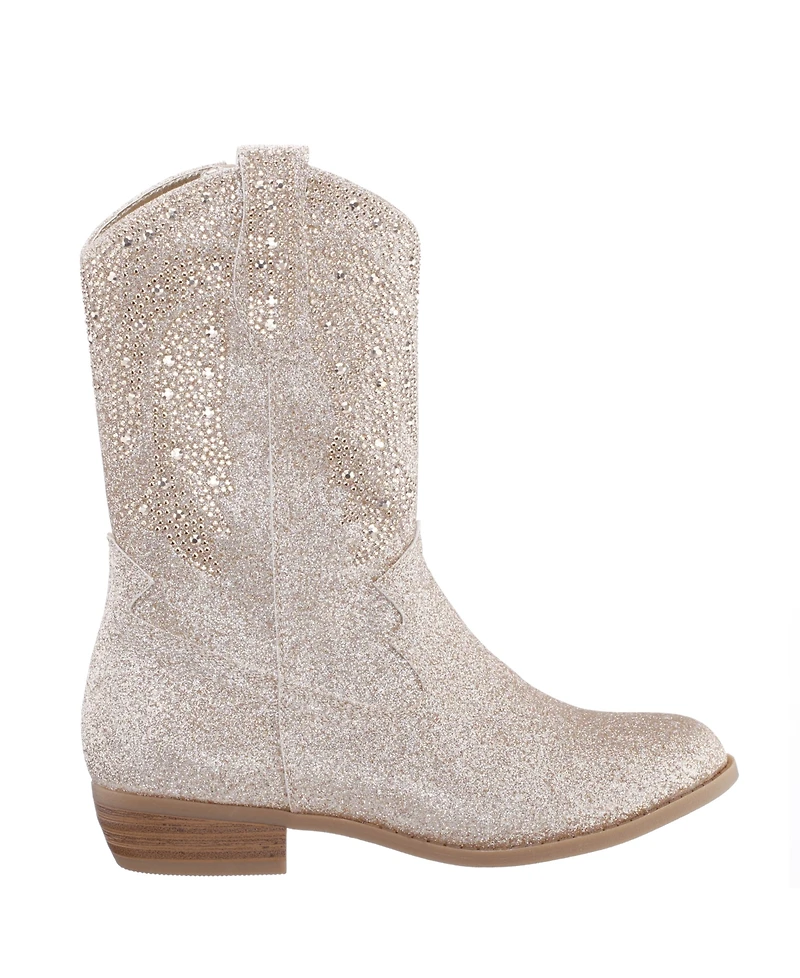 Nina Big Girls Glitter Side Zip Cowboy Boots
