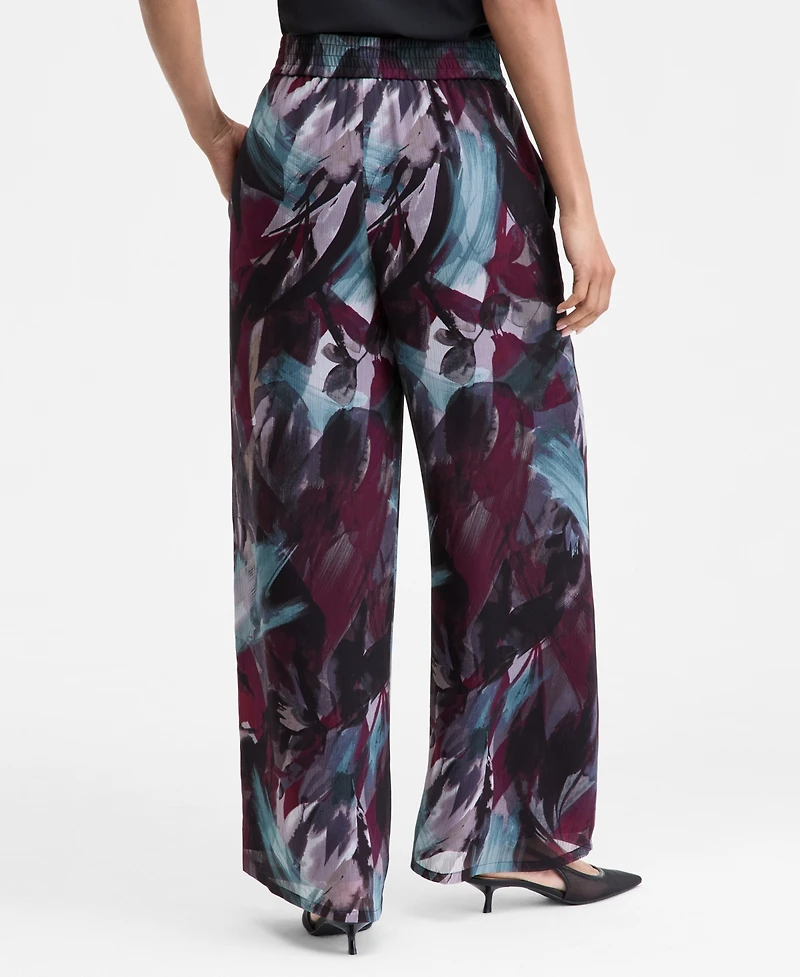 I.n.c. International Concepts Women's Printed Pull-On Wide-Leg Pants, Macy's Exclusive
