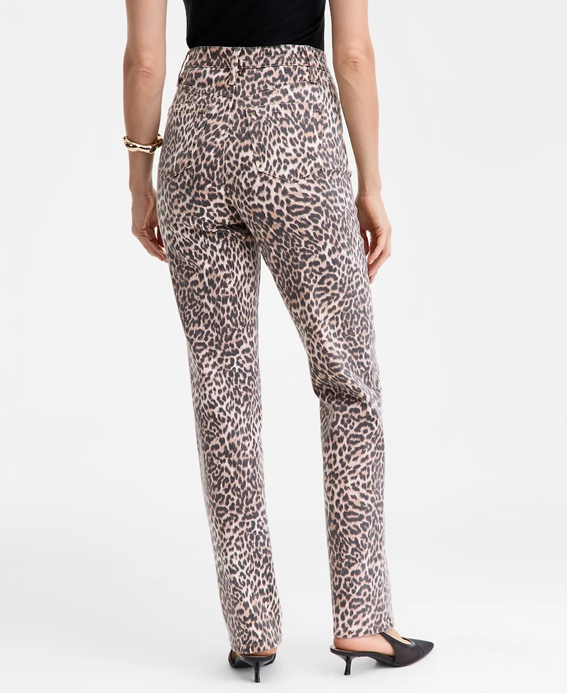 I.n.c. International Concepts Women's Leopard-Print Straight-Leg Jeans, Macy's Exclusive