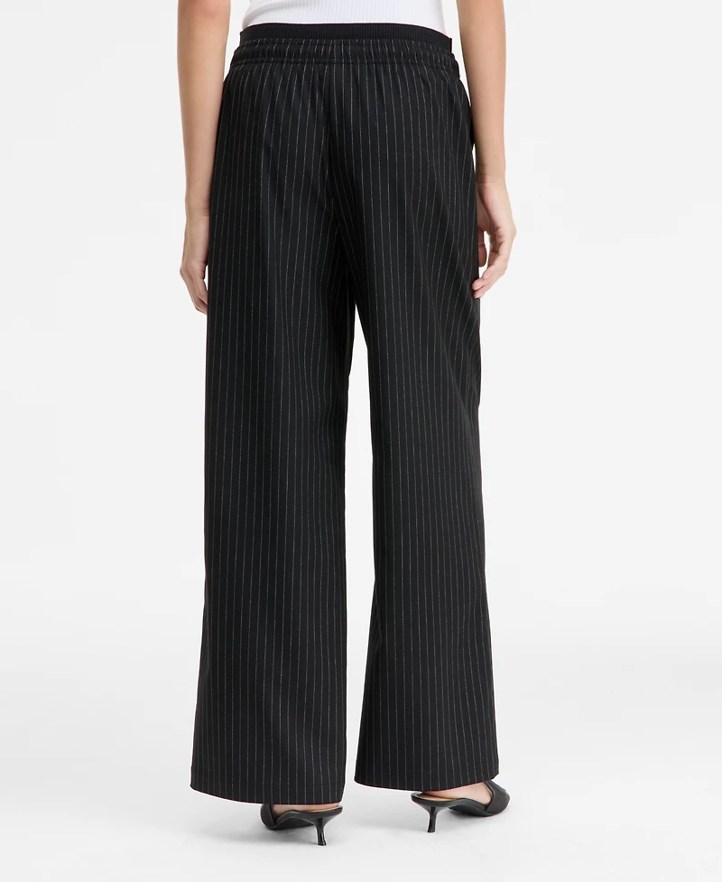 I.n.c. International Concepts Women's Striped Drawstring Twill Pants, Macy's Exclusive