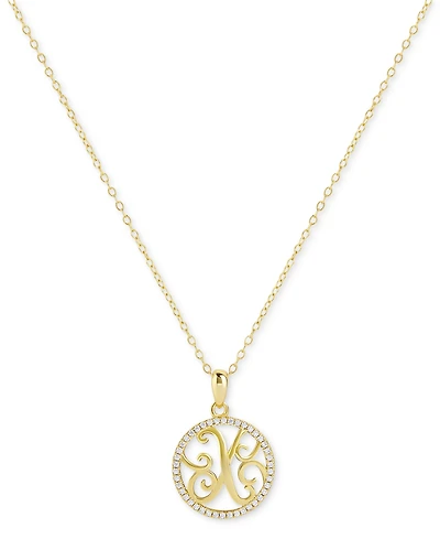 Giani Bernini Cubic Zirconia Pave Monogram X Pendant 18" Necklace in 18k Gold Over Sterling Silver, Created for Macy's