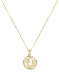 Giani Bernini Cubic Zirconia Pave Monogram Q Pendant 18" Necklace in 18k Gold Over Sterling Silver, Created for Macy's