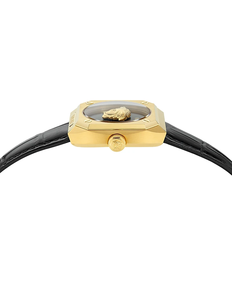 Versace Women's Swiss Medusa Antares Black Leather Strap Watch 35mm