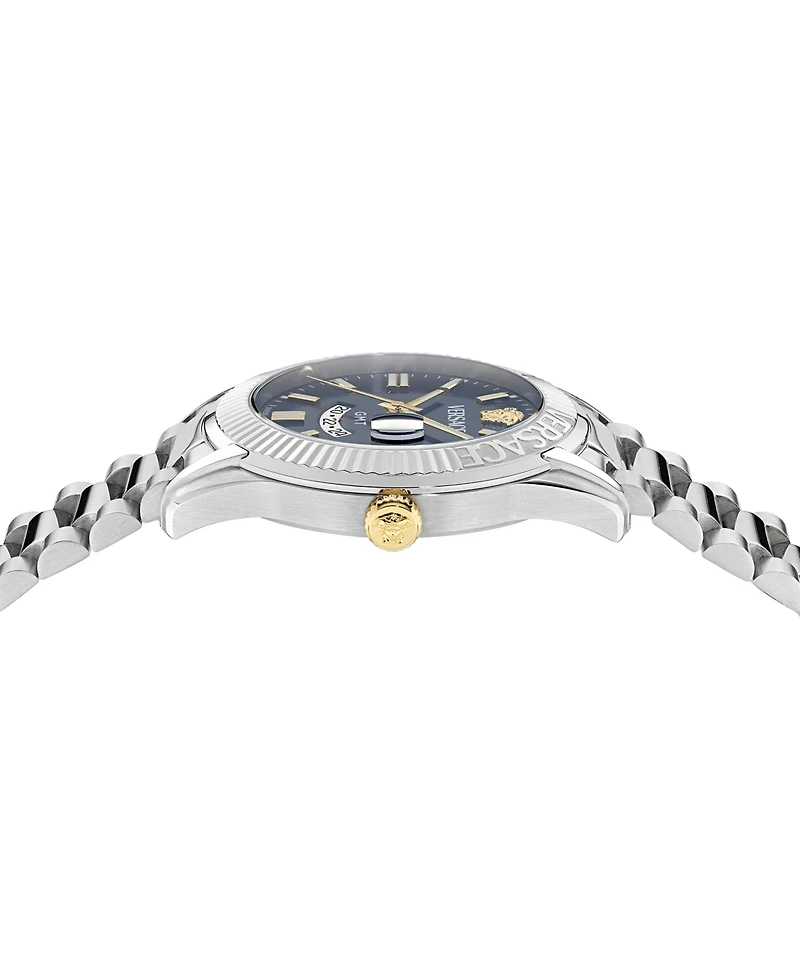Versace Men's Swiss Apodis Gmt Stainless Steel Bracelet Watch 41mm