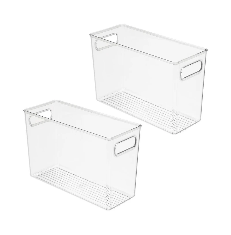 iDesign Plastic Storage Bin with Handles - Set of 2 - Clear