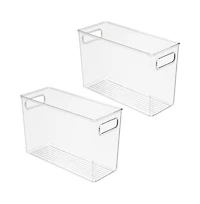 iDesign Plastic Storage Bin with Handles - Set of 2 - Clear