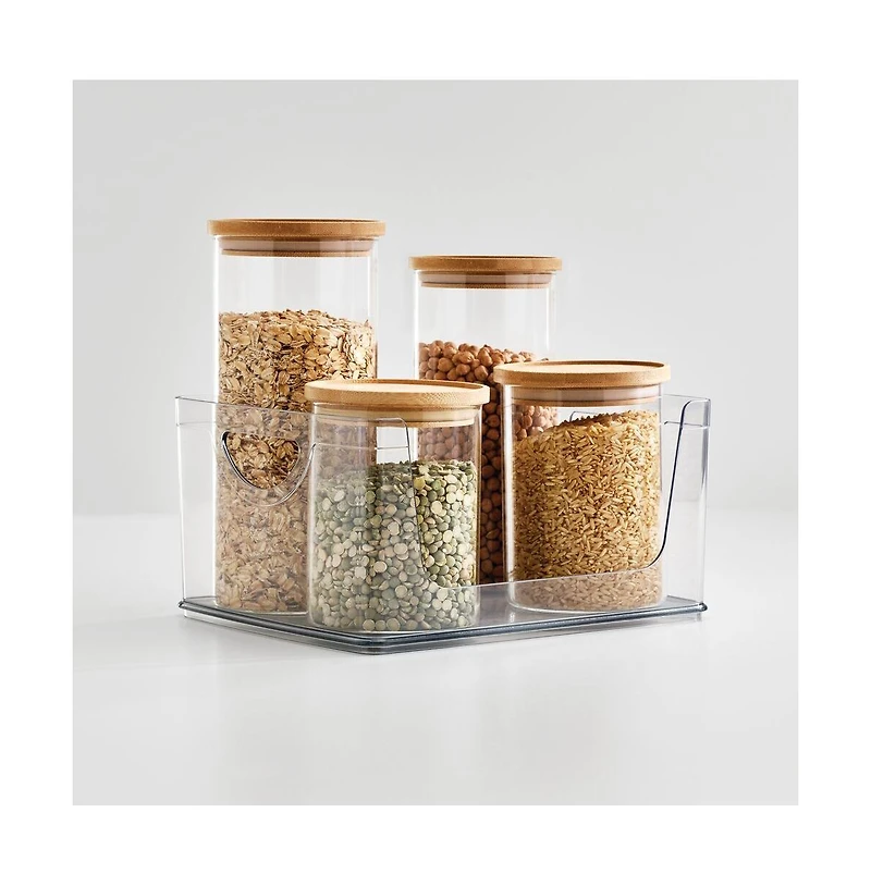 iDesign Stackable Open-Front Bin with Handles, Set of 2, Clear, Made in Usa