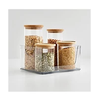 iDesign Stackable Open-Front Bin with Handles, Set of 2, Clear, Made in Usa