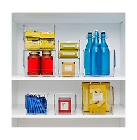 iDesign Stackable Open-Front Storage Bin, Set of 3, Clear, Made in Usa