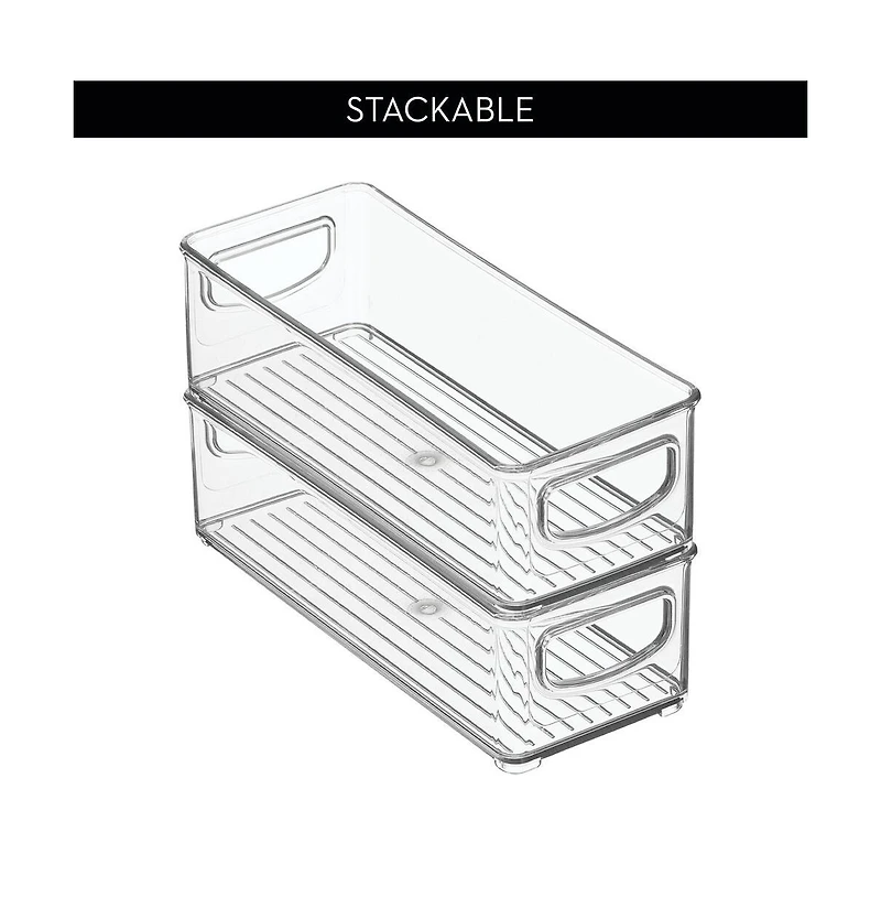 iDesign Plastic Stackable Pantry Bin with Handles, Set of 4, Clear, Made in Usa