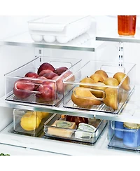 iDesign Plastic Stackable Fridge Bin with Handles, Set of 6, Clear