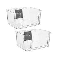 iDesign Large Wall-Mounted Open-Front Bin/Bracket, Set of 2, Clear, Made in Usa