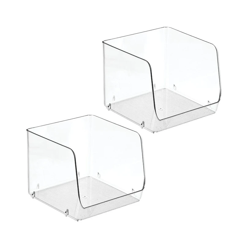 iDesign Open-Front Bin for Household Storage, Set of 2, Clear, Made in Usa