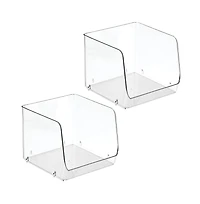 iDesign Open-Front Bin for Household Storage, Set of 2, Clear, Made in Usa