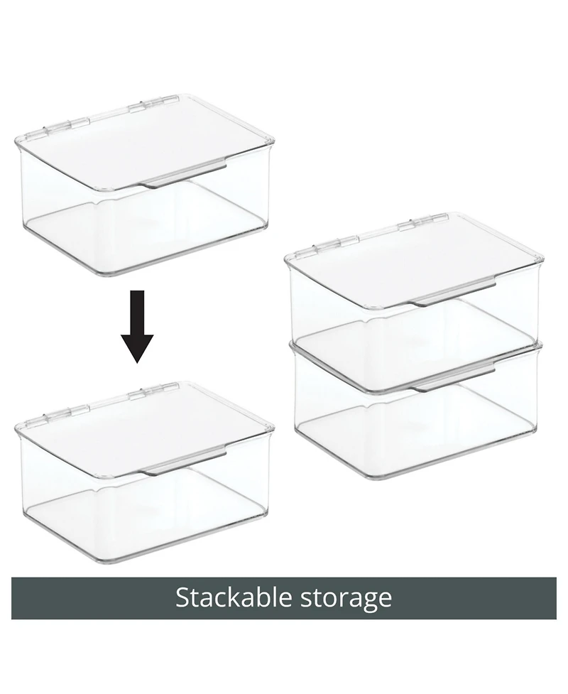 mDesign Plastic Playroom/Gaming Storage Organizer Box, Hinge Lid, 8 Pack, Clear, Usa Made