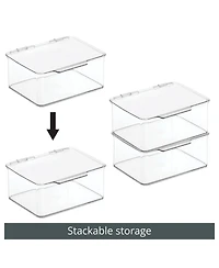 mDesign Plastic Playroom/Gaming Storage Organizer Box, Hinge Lid, 8 Pack, Clear, Usa Made