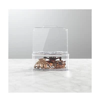 mDesign Plastic Cosmetic Vanity Storage Organizer Box, Hinge Lid, 4 Pack, Clear, Usa Made