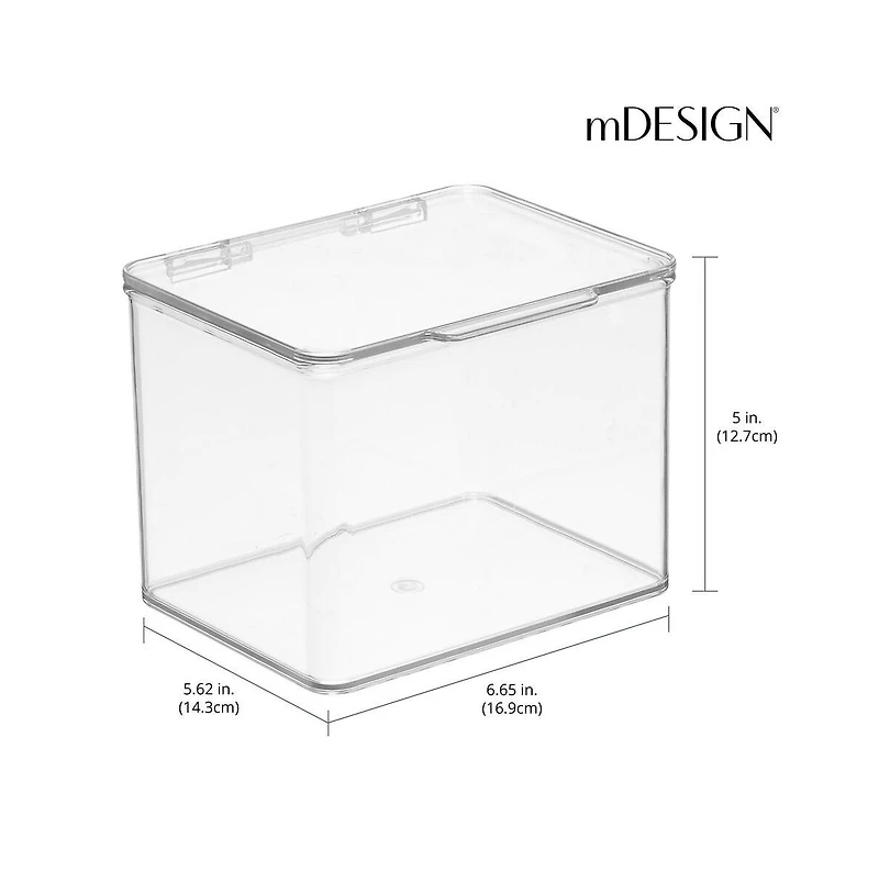 mDesign Plastic Kitchen Pantry/Fridge Storage Organizer, Hinge Lid - 8 Pack