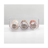 mDesign Plastic Free-Standing Stackable 3 Bottle Storage Rack, 4 Pack, Clear