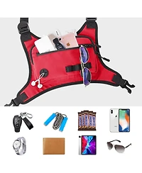 Running Chest Pack Lightweight: Outdoor Sports Vest Bag - Phone Holder Cycling Hiking Workout Skiing for Men Women(Red