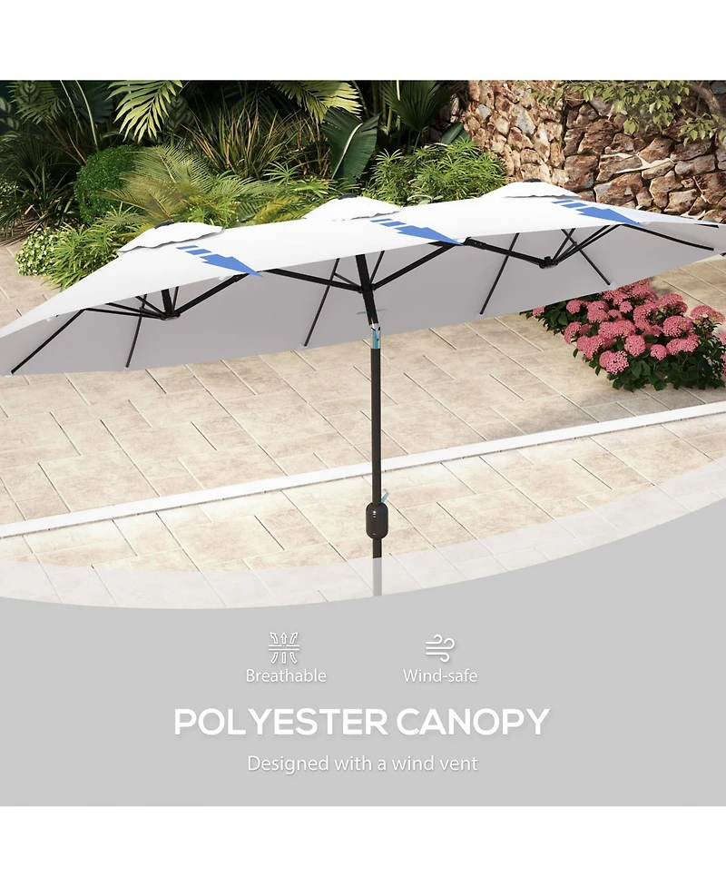 Outsunny 9.7' Double-sided Patio Umbrella Tilt Outdoor Umbrella,