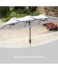 Outsunny 9.7' Double-sided Patio Umbrella Tilt Outdoor Umbrella,