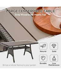 Outsunny Patio Furniture Sectional Sofa w/ Ottomans & Table