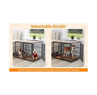 Bingopaw Heavy Duty Wood Dog Crate Pet Kennels Table Furniture with Tray & Lockable Door